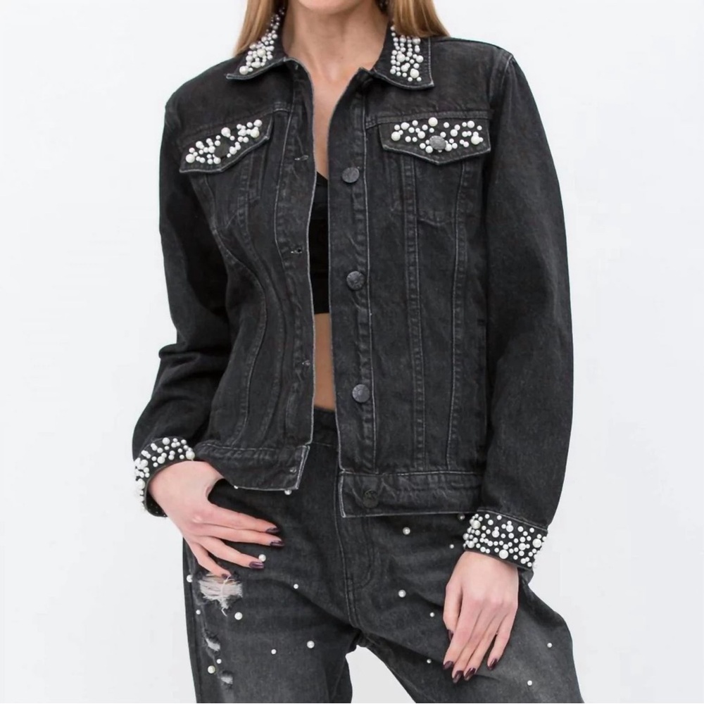 Embellished Black Jean Jacket